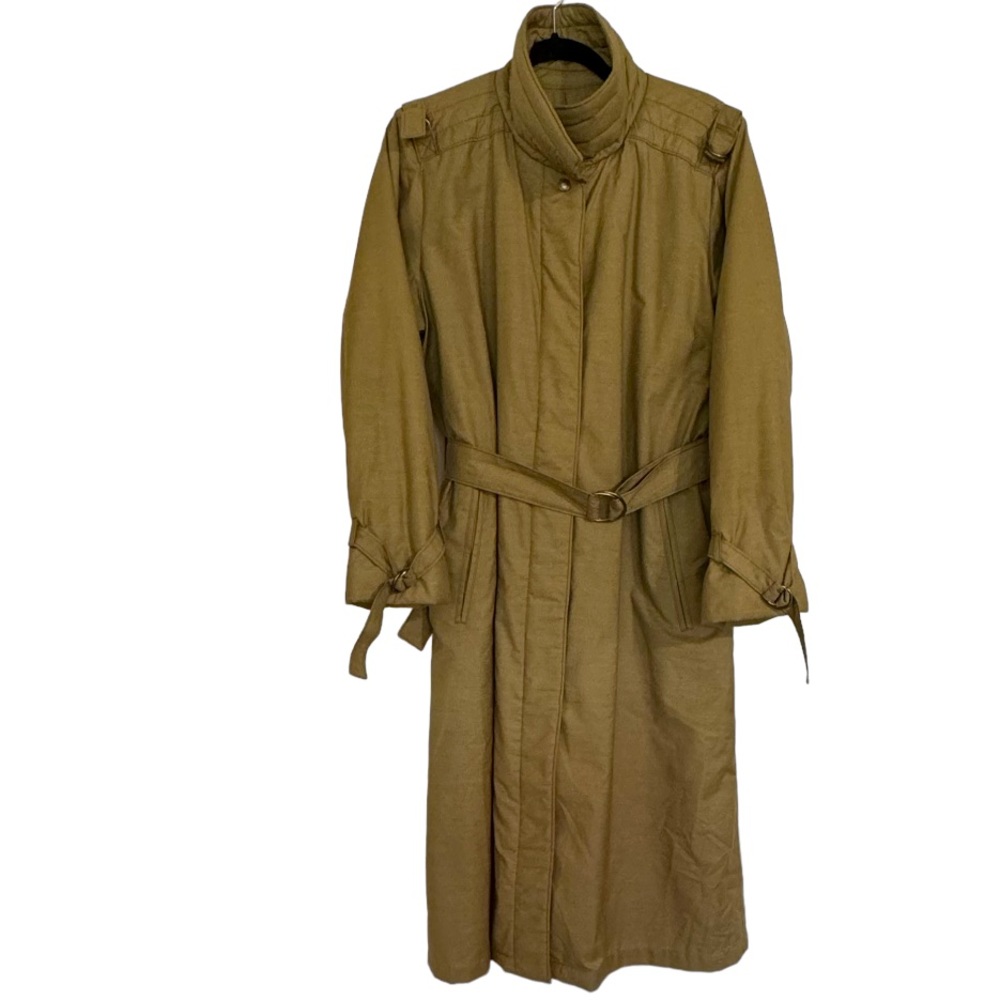 Vintage London Fog Outdoors Unlimited Green Trench Coat Military Style Size 12R